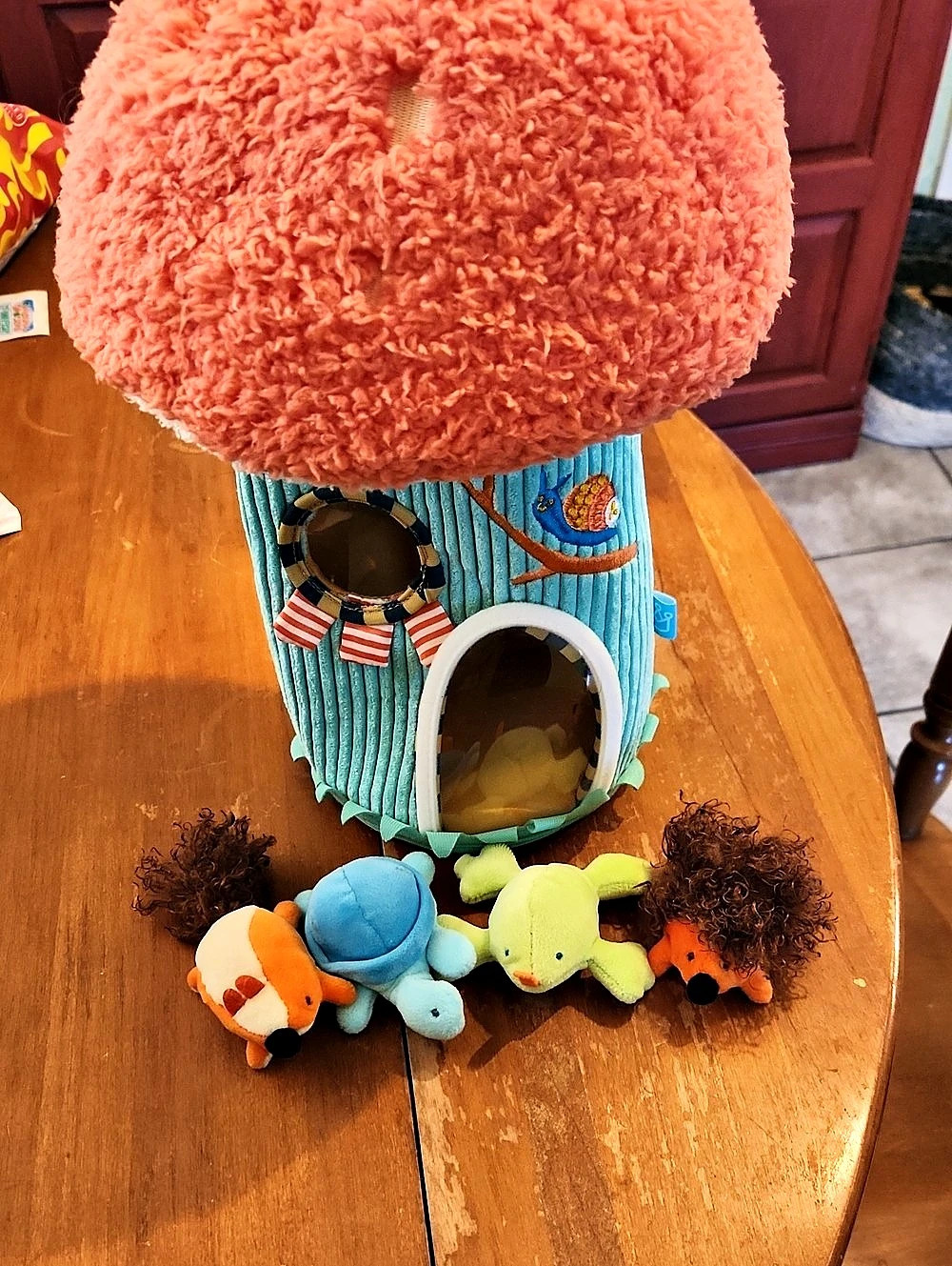 Manhattan Toy Toadstool Cottage Plush Activity Toy Blue & Pink